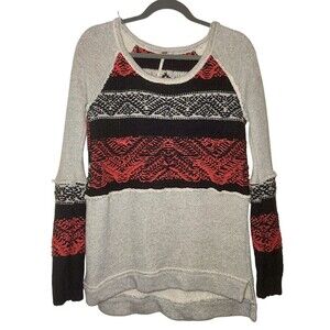 FREE PEOPLE Chunky Crochet/Knit Boho Thrashed Grunge Navajo Sweater - Size XS